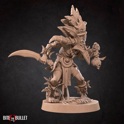Witch Doctor from Bite the Bullet's Bullet Hell: Heroes set. Total height apx.51mm. Unpainted Resin Miniature - image4